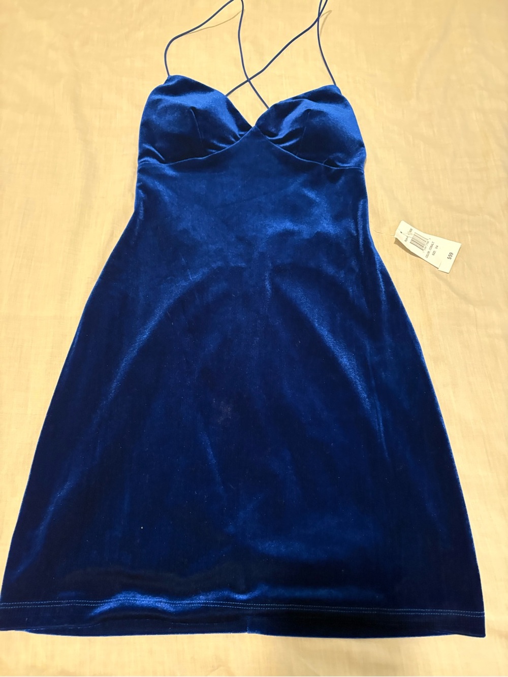 Velvet Spaghetti-Strap Slip Dress in Royal Blue